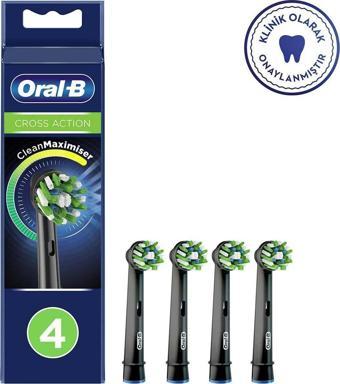 Oral-B Cross Action Clean&Maximiser Şarjlı Diş Fırçası Yedek Başlığı Siyah 4'lü