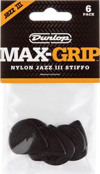 Jim Dunlop 471P3S Nyl Max Grip Jazz III 6'lı Paket Pena (Siyah)