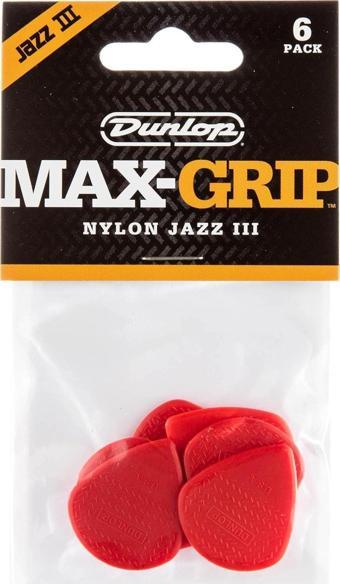 Jim Dunlop 471P3N Nyl Max Grip Jazz III 6'lı Paket Pena (Kırmızı)
