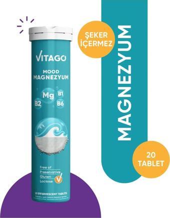 Vitago Mood Magnezyum Vitamin B1 B2 B6 İçeren 20 Efervesan Tablet 8683242262683
