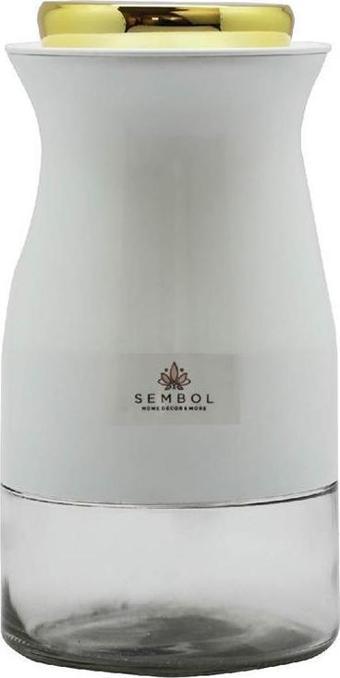 Sembol Silindir 25 cm Spagetti Kavanoz White-Gold KITCHENART-140