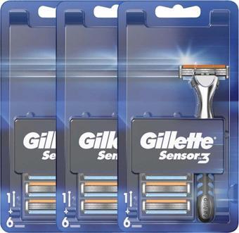 Gillette Sensor3 Tıraş Makinesi Ve Yedek Tıraş Bıçağı 6'Lı X 3 Adet