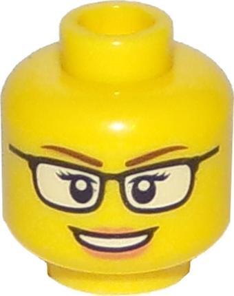 LEGO Orjinal Aksesuar Custom Moc Minifigür Minifigure Head Sarı Kafa Gözlüklü Kahverengi Kaşlı Kadın