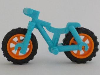 LEGO Orjinal Aksesuar Custom Moc Minifigür Minifigure Bicycle Açık Mavi Dağ Bisiklet Turuncu Jant