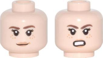 LEGO Orjinal Aksesuar Minifigür Minifigure Head Çift Surat Ten Rengi Kadın Çilli Gülen Sinirli Kafa