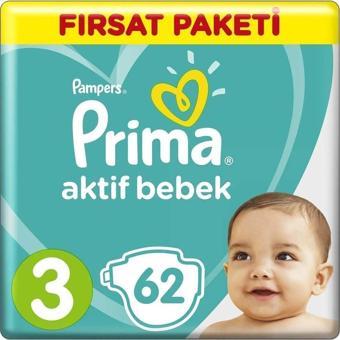 Prima Aktif Bebek Bezi Fırsat Paket Beden 3 62'li