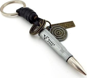 Crossfire Bullet Mermi Kurşun Gerçek Deri Sarma Metal Anahtarlik KC040