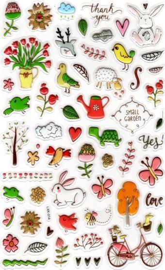 Sticker Kabartmalı Stiker Defter, Planlayıcı Etiket (lxk-014) - 22X14 cm - Bisiklet Renkli Kuşlar