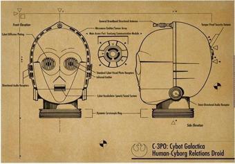 STAR WARS C-3PO CYBOT GALACTICA MODEL KRAFT POSTER AF019