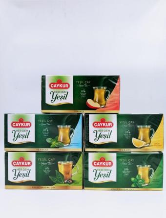 Çaykur Her Dem Yeşil Çay Sade, Naneli, Limonlu, Melisalı Ve Elmalı Süzen Poşet Çay 40 gr.