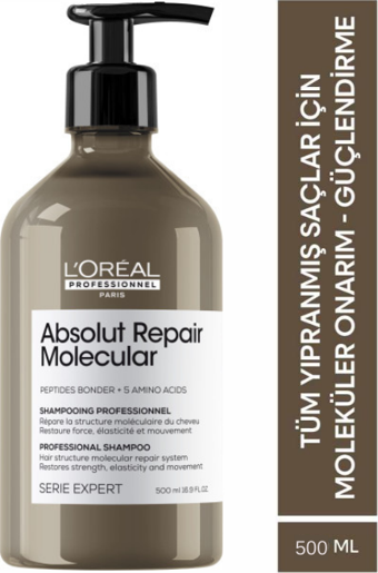 L'Oreal Professionnel Serie Expert Absolut Repair Molecular Tüm Yıpranmış Saçlar İçin Arındırıcı Şampuan 500ml