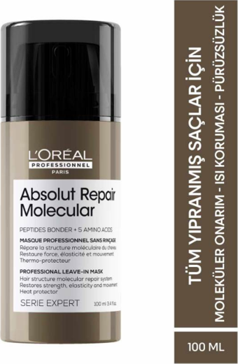 L'Oreal Professionnel Serie Expert Absolut Repair Molecular Tüm Yıpranmış Saçlar İçin Durulanmayan Maske 100ml