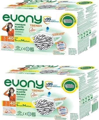 Evony Maske Trendy 40'lı Tekli Paketli x 2 Kutu (80 Adet)