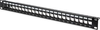 Digitus 24 Port Boş Patch Panel, Zırhlı, 1U Yüksekliğinde, Siyah Renk Modular Patch