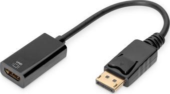 Digitus Aktif DisplayPort &lt;-&gt; HDMI Adaptörü / Çeviricisi, DP Erkek &lt;-&gt; HDMI Tip A Dişi, 