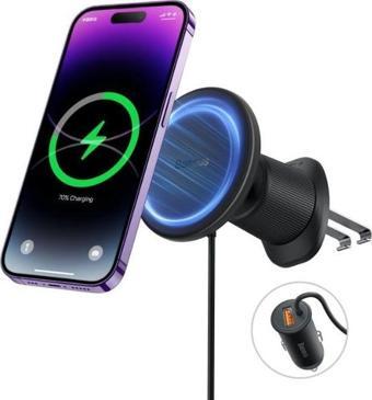 Baseus Ultra Hızlı 25W+15W Kablosuz Araç Şajı Magsafe Araç Tutucu İphone 12 13 14 15 Pro Max Şarj