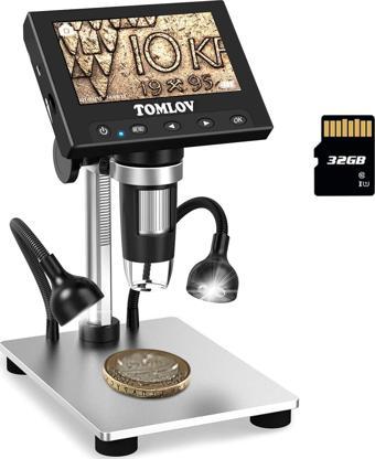 TOMLOV 4.3 Inc LCD Ekranlı, USB Dijital Mikroskop - 1000X Büyütme