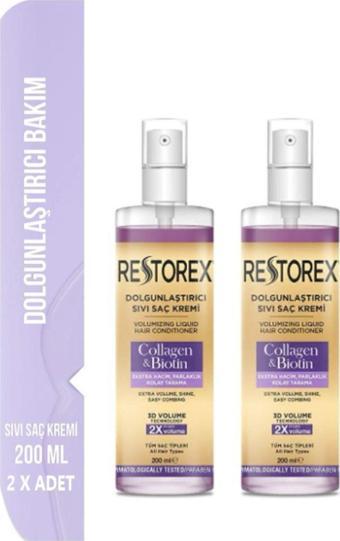 Restorex Collagen & Biotin Dolgunlaştırıcı Sıvı Saç Kremi 2 x 200 ML