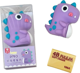 Dinozor Kalemtıraş 3D Şekilli Silikon Kalemtıraş - Mor