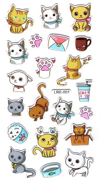 Sticker Kabartmalı Stiker Defter, Planlayıcı Etiket (lre-001) - 17X9 cm - Pati Mektup Kedi