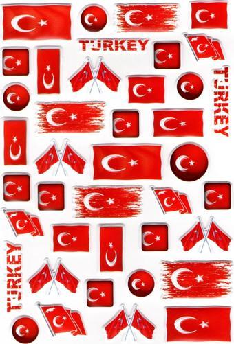 Sticker Kabartmalı A4 Boyutunda Stiker Defter, Planlayıcı Etiket, -(lim086) - Türk Bayrağı Şekilli