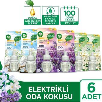 Air Wick Elektrikli Oda Kokusu Yedek Şişe Set (Bahar Çiçekleri x2-Temizliğin Esintisi x2-Lavanta x2)