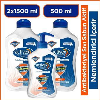 Activex Antiibakteriyel Sıvı Sabun Aktif 2x1.5 Lt + 500 ml