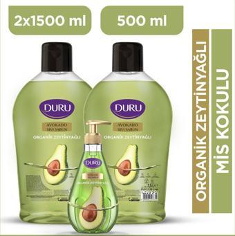 Duru Organik Zeytinyağlı Sıvı Sabun Avokado 1.5 + 1.5 + 500 Ml