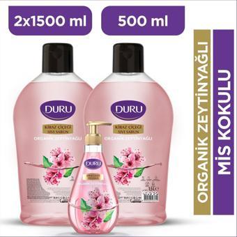 Duru Organik Zeytinyağlı Sıvı Sabun Kiraz Çiçeği 1,5+1,5+500ml