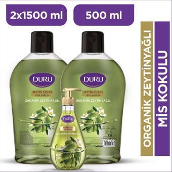 Duru Organik Zeytinyağlı Sıvı Sabun Zeytin Çiçeği 1,5+1,5+500ML