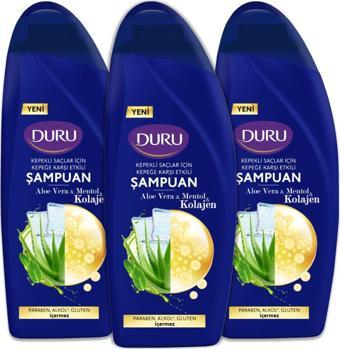 Duru Aloe Vera&Mentol&Kolajen Kepeğe Karşı Etkili Şampuan 3X500 Ml