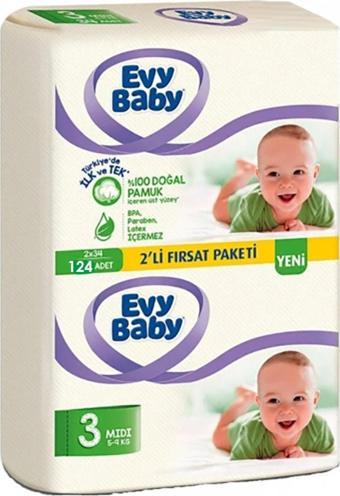 Evy Baby Bebek Bezi 3 Midi 124 Adet