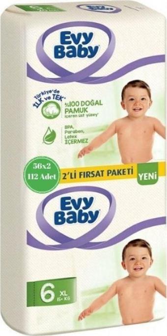 Evy Baby Bebek Bezi 6 Beden XL 2'li Fırsat Paketi (56 x 2) 112 Adet Yeni