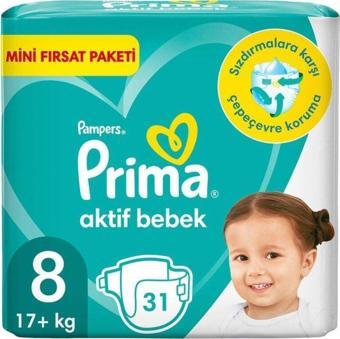 Prima Pampers Bebek Bezi Aktif Bebek 8 Beden 31 Adet Fırsat Paketi