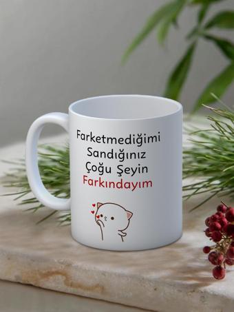 Baskılı Kupa Bardak Seramik Mug - Farkındayım.