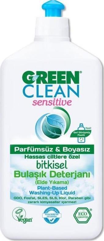 Green Clean Hassas Ve Alerjik Ciltlere Özel Bitkisel Sensitive Bulaşık Deterjanı 500 ml