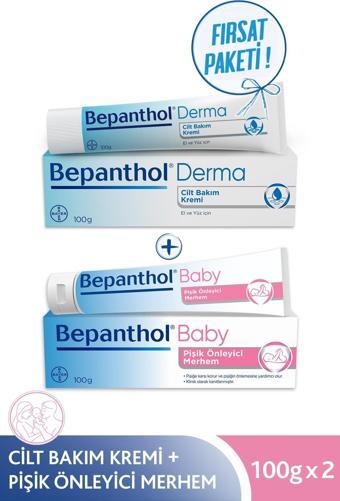 Bepanthol Baby Pişik Merhemi 100 gr + Cilt Bakım Kremi 100 gr l Avantajlı Aile Bakım Seti