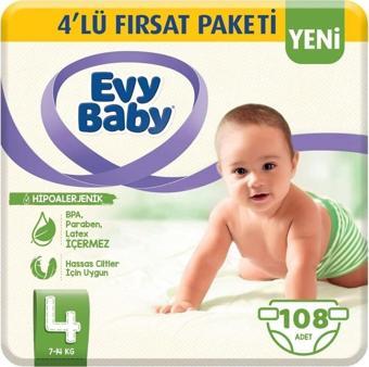 Evy Babyi 4 Beden Maxi 108 Adet Hipoalerjenik Bebek Bezi