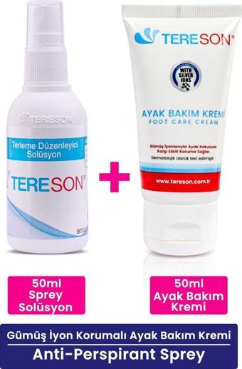 Tereson Terleme Önleyici Sprey 50 ml + Koku Karşıtı Ayak Bakım Kremi Gümüş Iyonlu 50 ml