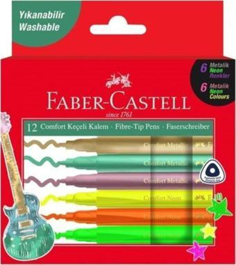 Faber-Castell Faber Comfort Keçeli Kalem Metalik Neon 12 Li 681551320