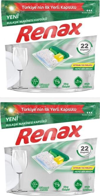 Renax Bulaşık Makinesi Kapsülü Hepsi Bir Arada 22 Li X2 Li 44 Ad