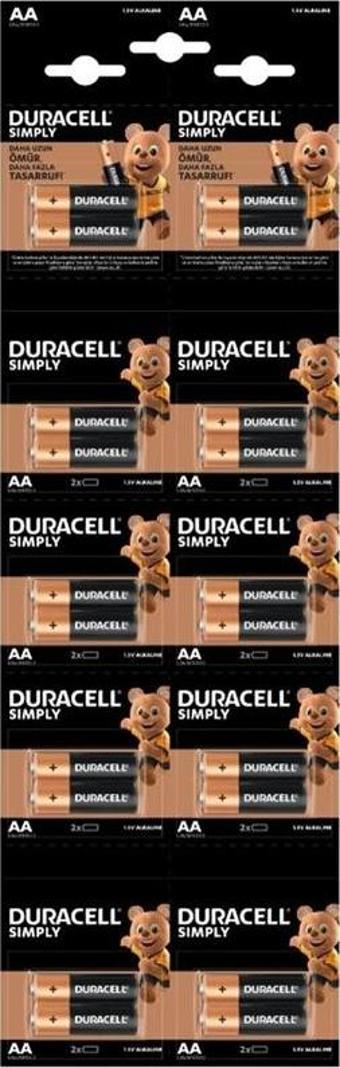 Duracell LR6/MN1500 1.5V ALKALİN AA KALEM PİL 20Lİ KARTELA PAKET FİYAT (2Lİ YIRTMALI)