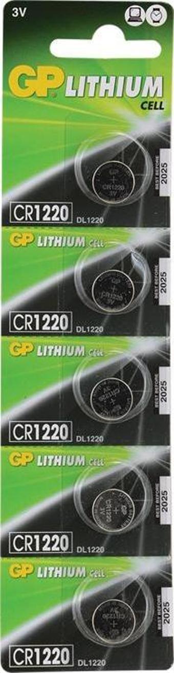 GP CR1220 3 VOLT LİTYUM PİL 5Lİ DÜĞME PİL GPCR1220-C5