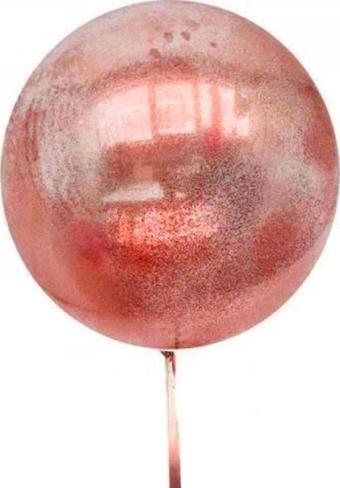 Kırmızı Simli Yuvarlak Şeffaf Balon 24 İnç 