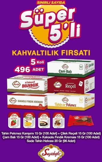 Seyidoğlu Süper 5'li Kahvaltılık Fırsatı 5 Koli 496 Adet - Çilek - Kakaolu Helva