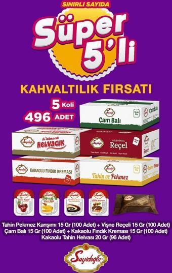 Seyidoğlu Süper 5'li Kahvaltılık Fırsatı 5 Koli 496 Adet - Vişne - Kakaolu Helva