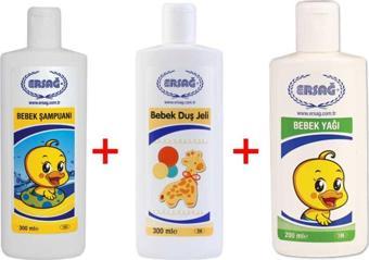 Ersağ Bebek Şampuanı + Bebek Duş Jeli + Bebek Yağı