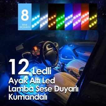 Ayak Altı Led 12 Ledli Lamba Sese Duyarlı Led Müziğe Duyarlı Led