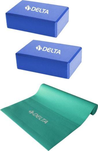 Delta Deluxe Pvc Dura-Strong Pilates Egzersiz Minderi Yoga Matı 2 Adet Yoga Blok Çiftli Yoga Bloğu