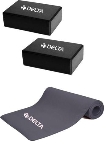 Delta Konfor Zemin Taşıma Askılı 10 mm Pilates Minderi Yoga Matı 2 Adet Yoga Blok Çiftli Yoga Bloğu